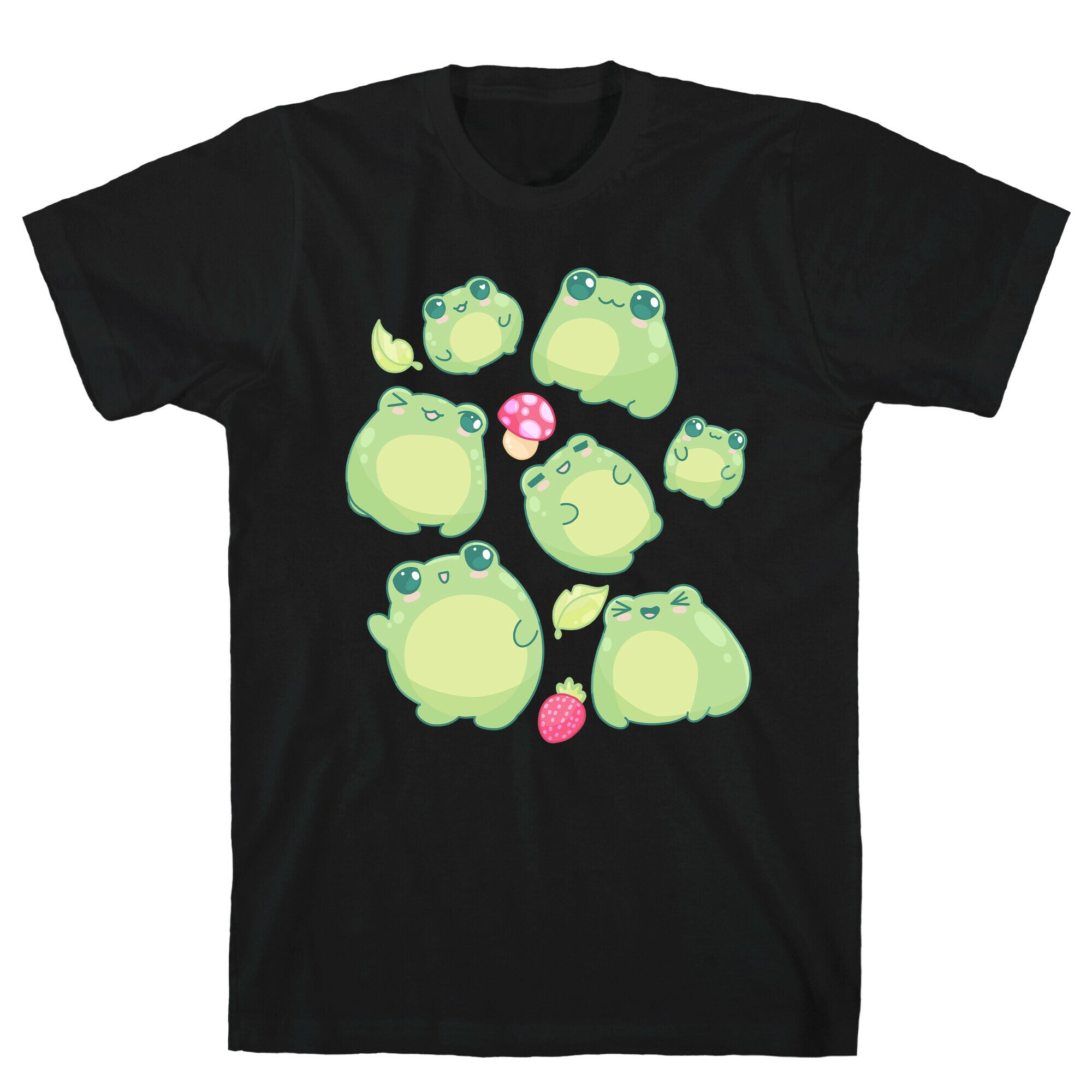 Kawaii Frogs Pattern T-Shirt